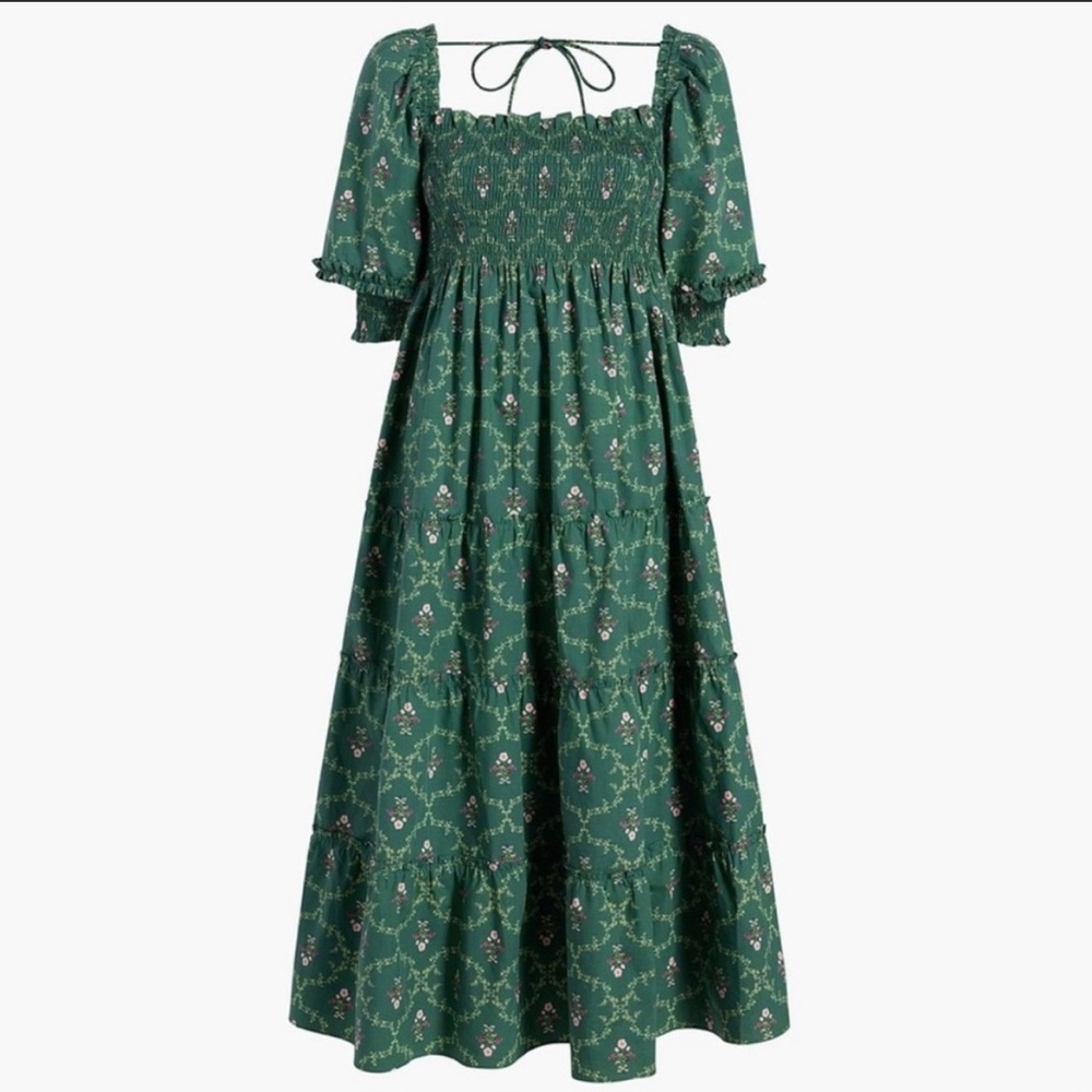 Hill House Home Nesli Nap Dress in Emerald Trellis